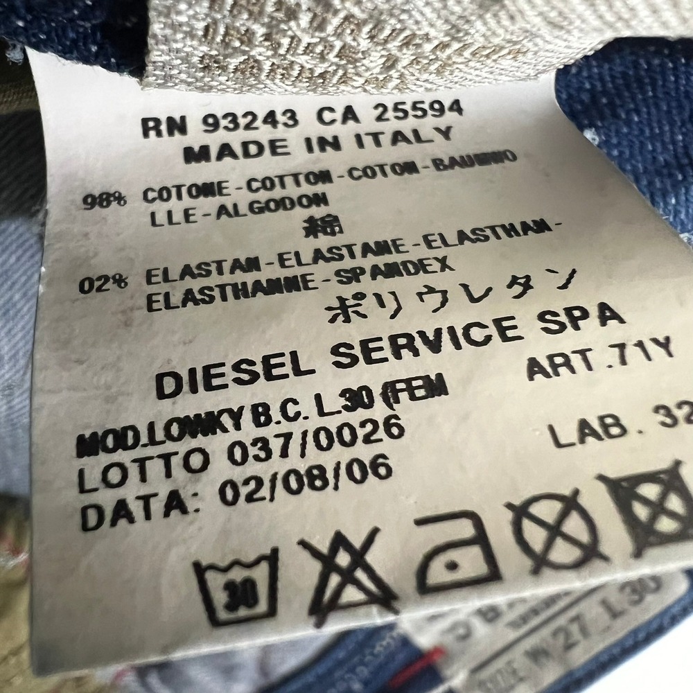 Diesel Lowky B.C. Bootcut Jeans Low Rise Embroidered Blue Womens Size 27 Fits 30 - Picture 16 of 16